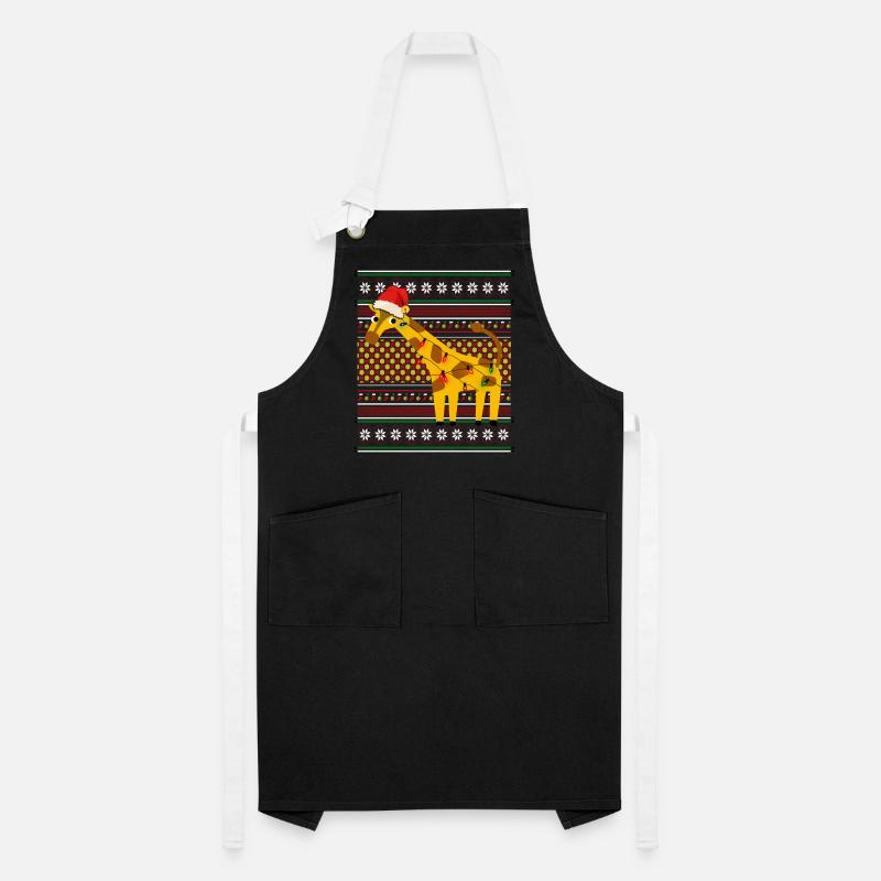 Vilain pull de Noël Weihnachten Girafe Tablier contrasté