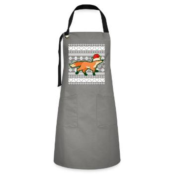 Ugly Christmas Sweater Weihnachten Fuchs - Kontrastschürze - Grau/Schwarz - Vorne - Zoe (177cm)