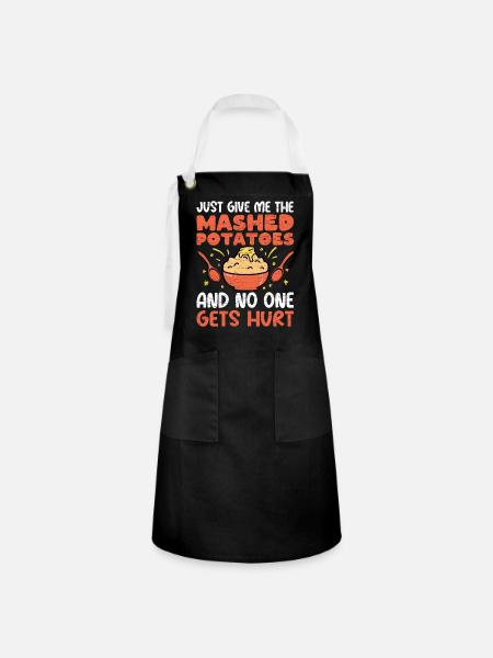 Kartoffelbrei Geschenk - Kontrastschürze - Schwarz/Weiß