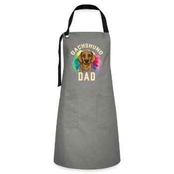 Dachshund Geschenk Dixie Wiener Doxie Dackel - Kontrastschürze - Grau/Schwarz - Vorne - Zoe (177cm)