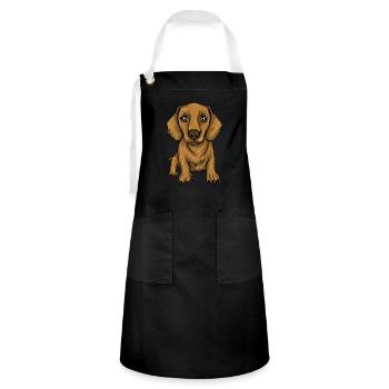 Dachshund Geschenk Dixie Wiener Doxie Dackel - Kontrastschürze - Schwarz/Weiß - Vorne - Zoe (177cm)
