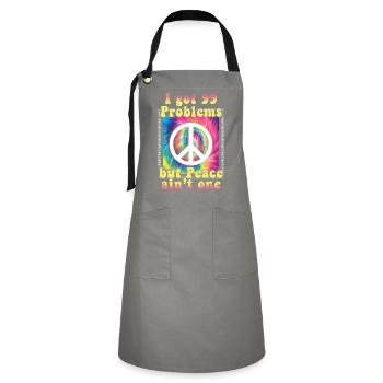 Hippie Cadeau Acidhead Flowerpower Hippi Hippy - Tablier contrasté - gris/noir - Devant - Zoe (177cm)