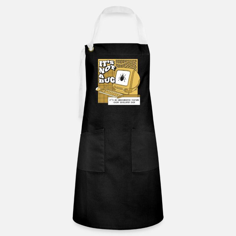 It's Not A Bug Undocumented Feature Developer - Kontrastschürze - Schwarz/Weiß