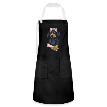 Dachshund Geschenk Dixie Wiener Doxie Dackel - Kontrastschürze - Schwarz/Weiß - Vorne - Zoe (177cm)