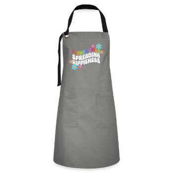 Flower Child Spreading Hippieness - Hippie - Artisan Apron - grey/black - Front - Zoe (177cm)