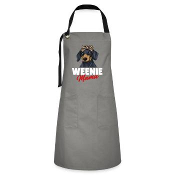 Dachshund Geschenk Dixie Wiener Doxie Dackel - Kontrastschürze - Grau/Schwarz - Vorne - Zoe (177cm)