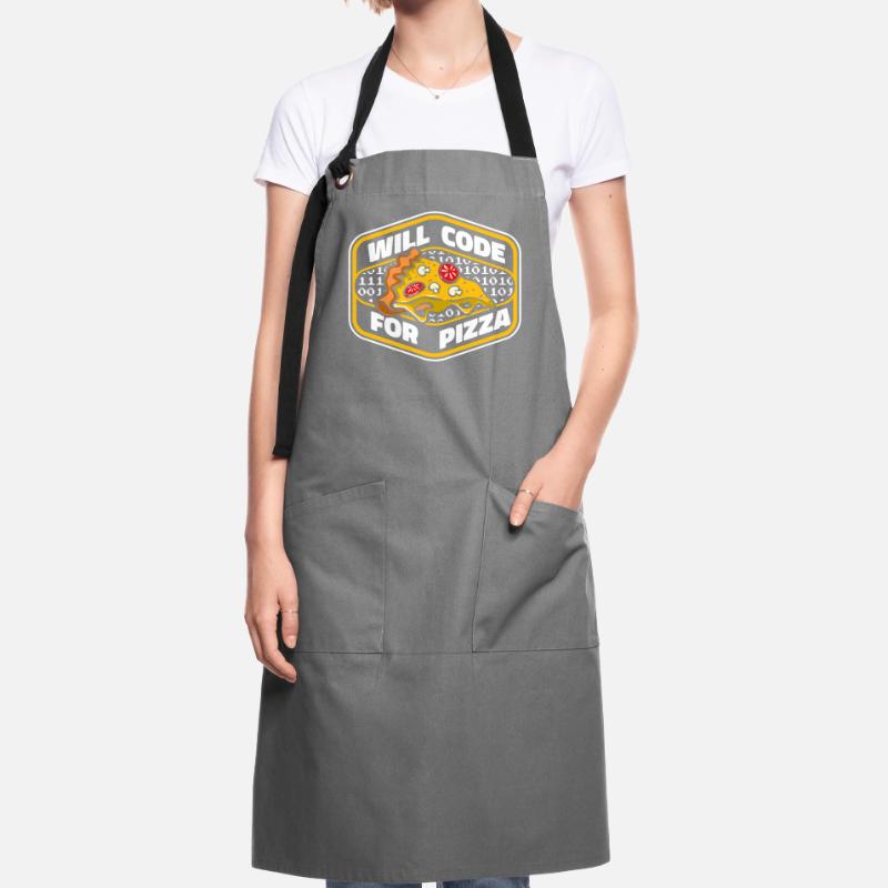 Will Code For Pizza Developer Coder Programmer Tablier contrasté