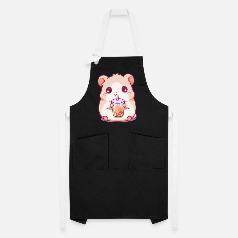 Kawaii Hamster Drinks Boba Bubble Tea Chibi Artisan Apron