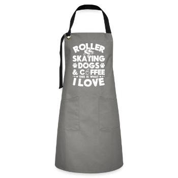 Roller Skates Roller Skating & Dog Owner - Kontrastschürze - Grau/Schwarz - Vorne - Zoe (177cm)
