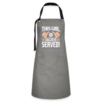 Mormon LDS Missionary This Girl is Called To Serve - Artisan Apron - grey/black - Front - Zoe (177cm)