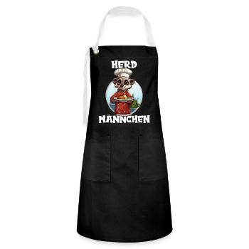 Erdmännchen kochen Koch Kochmütze Herdmännchen - Kontrastschürze - Schwarz/Weiß - Vorne - Zoe (177cm)