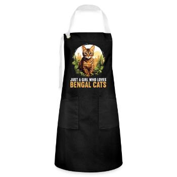 Bengal Cat Bengalkatze - Artisan Apron - black/white - Front - Zoe (177cm)