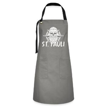 Hamburg Tshirt Geschenk Moin Hamburch Fußball - Kontrastschürze - Grau/Schwarz - Vorne - Zoe (177cm)