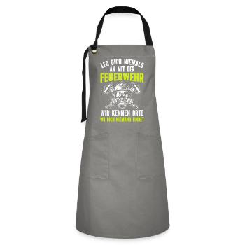 Firefighter Tshirt Firefighter Firefighter 112 - Artisan Apron - grey/black - Front - Zoe (177cm)