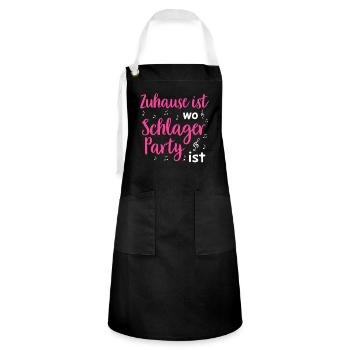 Schlager Tshirt Damen Schlagerparty Kostüm Party - Kontrastschürze - Schwarz/Weiß - Vorne - Zoe (177cm)