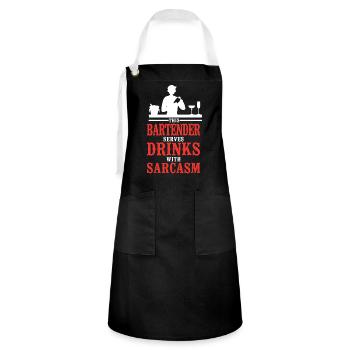 Bartender Mixologist This - Kontrastschürze - Schwarz/Weiß - Vorne - Zoe (177cm)