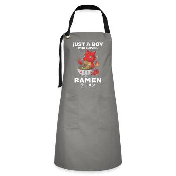 Ramen Nudeln Chibi Asien Drache Nudelsuppe Anime - Kontrastschürze - Grau/Schwarz - Vorne - Zoe (177cm)