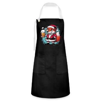 Fuchs fox Ugly Christmas Weihnachten Xmas Bier - Kontrastschürze - Schwarz/Weiß - Vorne - Zoe (177cm)
