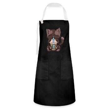 Thé à bulles Boba BubbleTea Kawaii Japan Tea Kpop - Tablier contrasté - noir/blanc - Devant - Zoe (177cm)