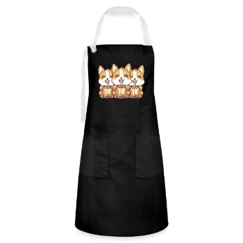 Thé à bulles Boba BubbleTea Kawaii Japan Tea Kpop - Tablier contrasté - noir/blanc - Devant - Zoe (177cm)