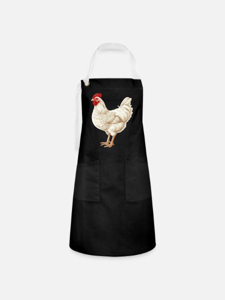 Rooster Hähne Hahn - Kontrastschürze - Schwarz/Weiß