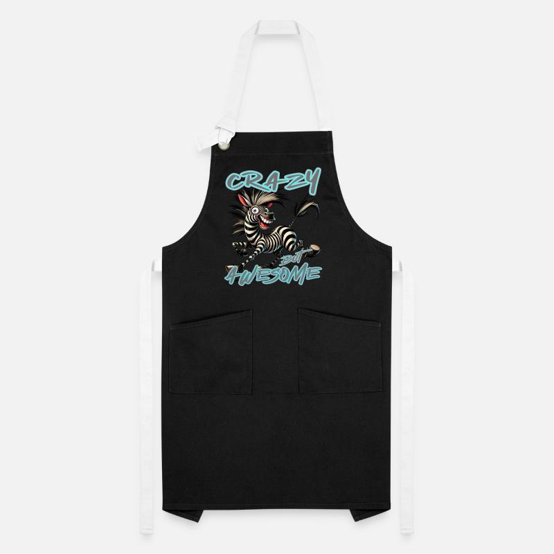 Crazy but Awesome Zebra Comic Style Artisan Apron