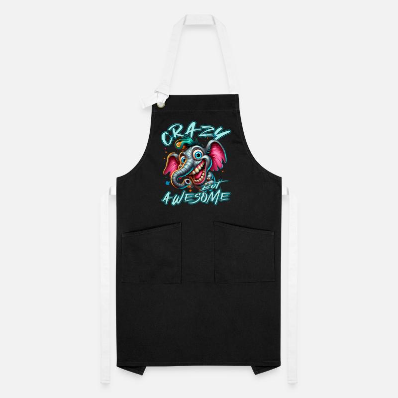 Crazy but Awesome Elephant Comic Style Artisan Apron