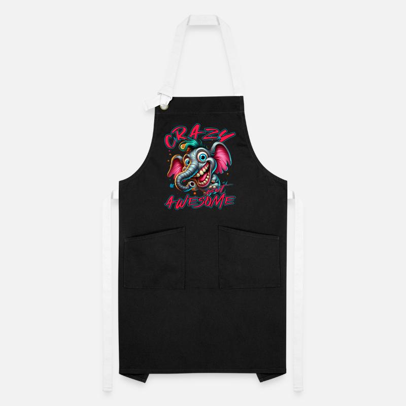 Crazy but Awesome Elephant Comic Style Artisan Apron