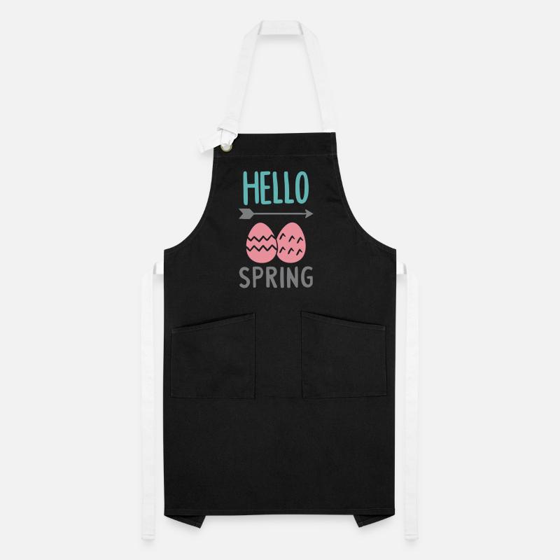 Hello Spring Spring Design with Easter Eggs Artisan Apron