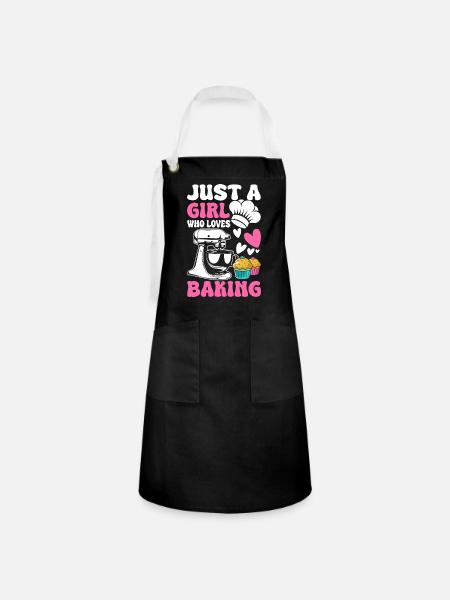 Backen Bäcker Bäckerei - Kontrastschürze - Schwarz/Weiß