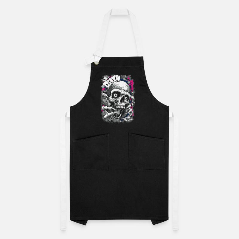 DEATH Skull Comic – Conception graphique d’horreur Tablier contrasté