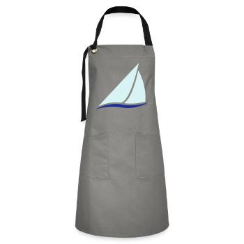 Sailing Boat Logo - Artisan Apron - grey/black - Front - Zoe (177cm)