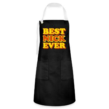 Nick First Name Funny Gift - Artisan Apron - black/white - Front - Zoe (177cm)