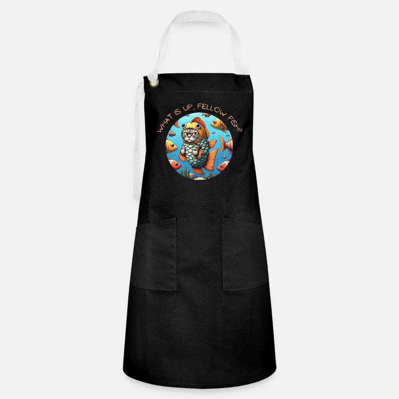 Fellow Fish - Artisan Apron - black/white
