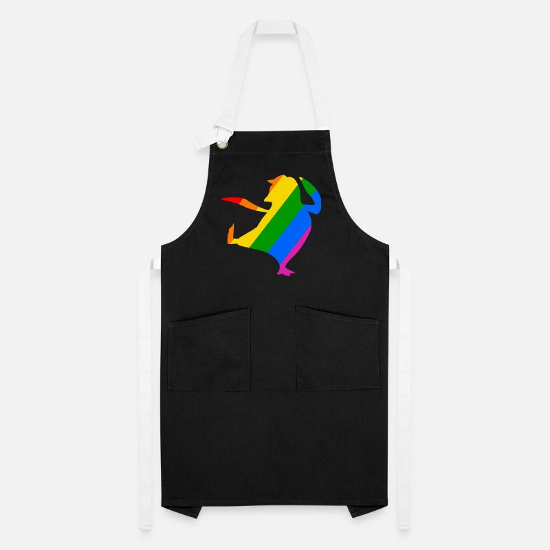 Rainbow Penguin Does Karate Artisan Apron