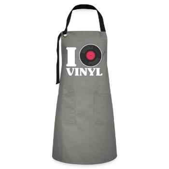 I love vinyl Design for a vinyl format lover - Artisan Apron - grey/black - Front - Zoe (177cm)