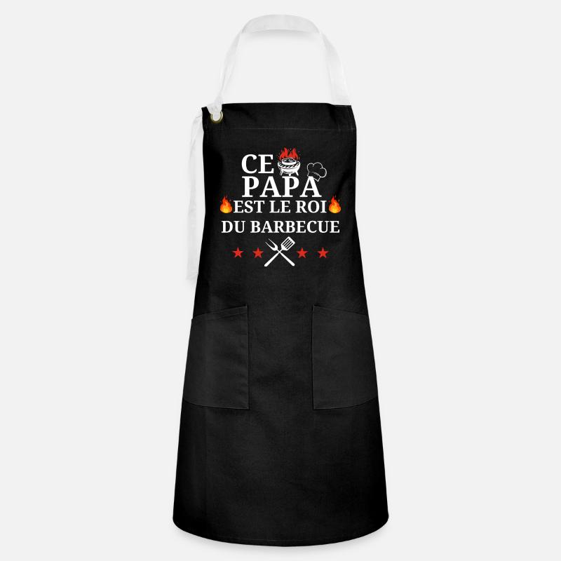 CE PAPA est le roi du barbecue - Tablier contrasté - noir/blanc