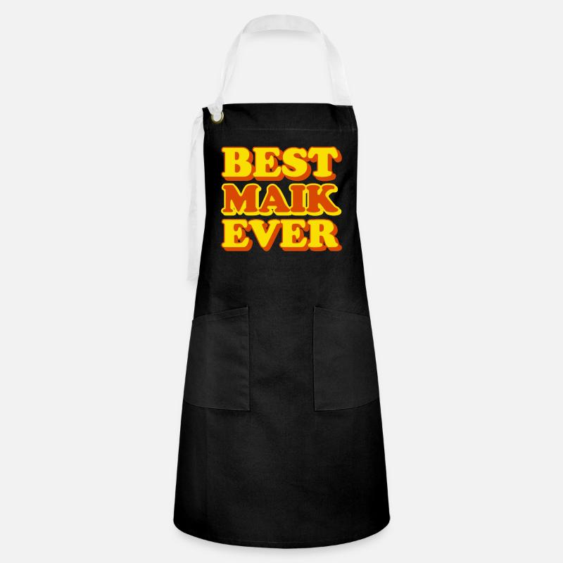 Maik First Name Funny Gift - Artisan Apron - black/white