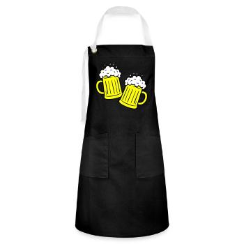 Bier Anstossen Saufen - Kontrastschürze - Schwarz/Weiß - Vorne - Zoe (177cm)