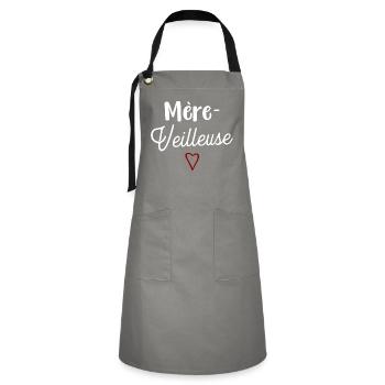 Mère-veilleuse cadeau - Tablier contrasté - gris/noir - Devant - Zoe (177cm)