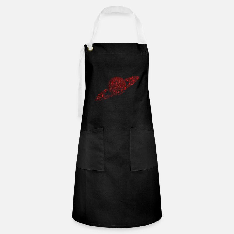 Planet Saturn graphic drawing outer space - Artisan Apron - black/white