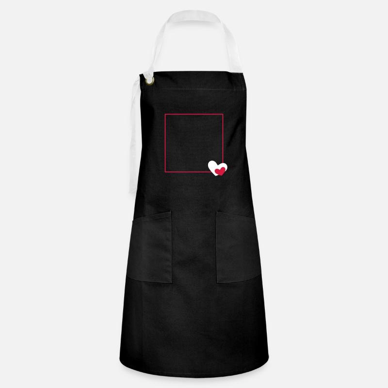 Heart frame ornament line customizable - Artisan Apron - black/white