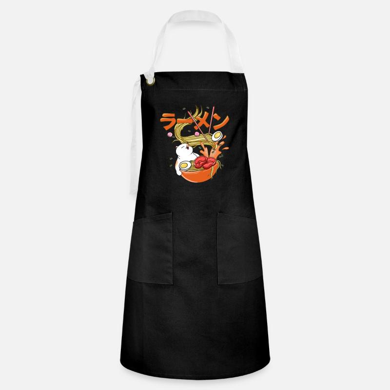 Joyeux Chat Ramen - Tablier contrasté - noir/blanc