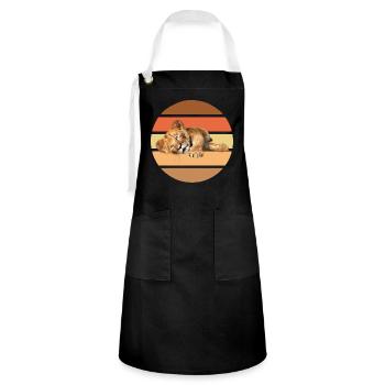 Lion lying, Vintage - Artisan Apron - black/white - Front - Zoe (177cm)
