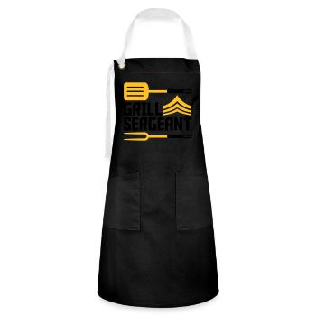 Grillmeister Grill Sergeant BBQ - Kontrastschürze - Schwarz/Weiß - Vorne - Zoe (177cm)