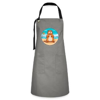 Gopher Watercolor Cartoon Kawaii Clipart Animal - Artisan Apron - grey/black - Front - Zoe (177cm)