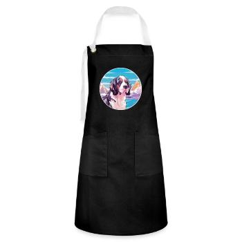 Braque Francais Dog Breed Cartoon Kawaii Watercolo - Artisan Apron - black/white - Front - Zoe (177cm)