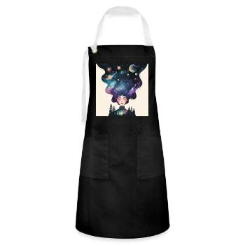 Rêves cosmiques – L’univers dans la tête - Tablier contrasté - noir/blanc - Devant - Zoe (177cm)
