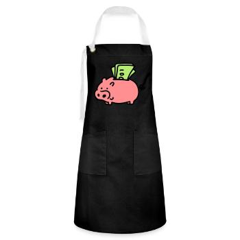 Piggy bank - notes 3 - Artisan Apron - black/white - Front - Zoe (177cm)