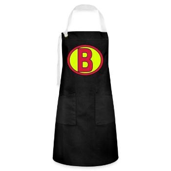 Super, Superheld, Superheldin, Hero, B - Artisan Apron - black/white - Front - Zoe (177cm)